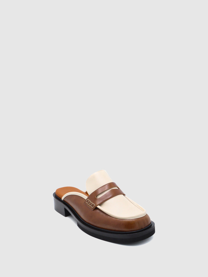 JJ Heitor Camel/Off White Slip-on Mules