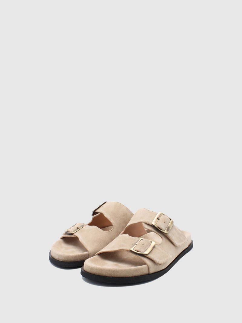 JJ Heitor Mules com Fivela Impact Beige