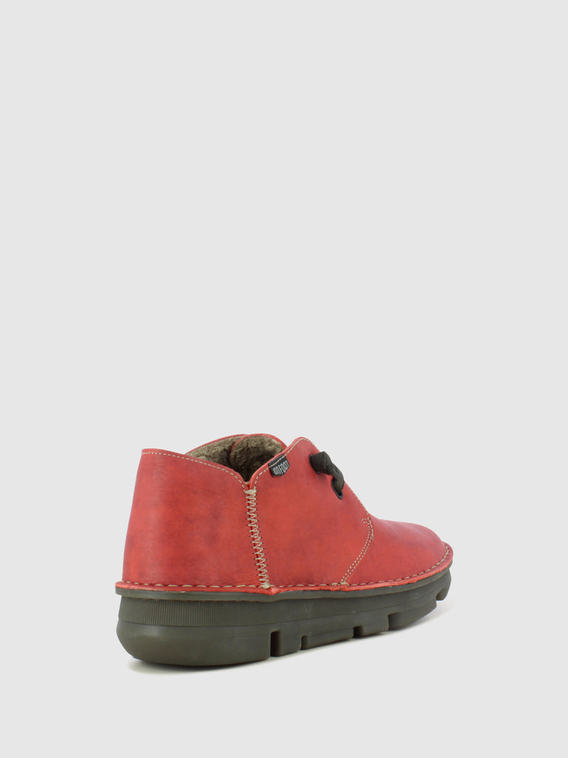 On Foot Red Round Toe Ankle Boots