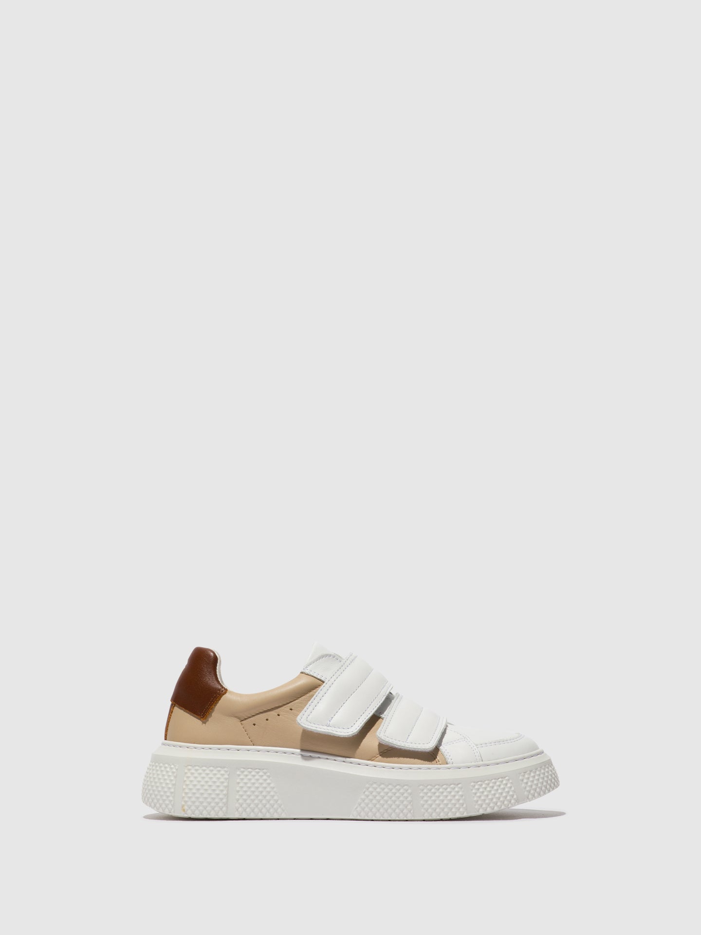 Fly London Ténis com Velcro EDDA513FLY WHITE/BEIGE/COGNAC