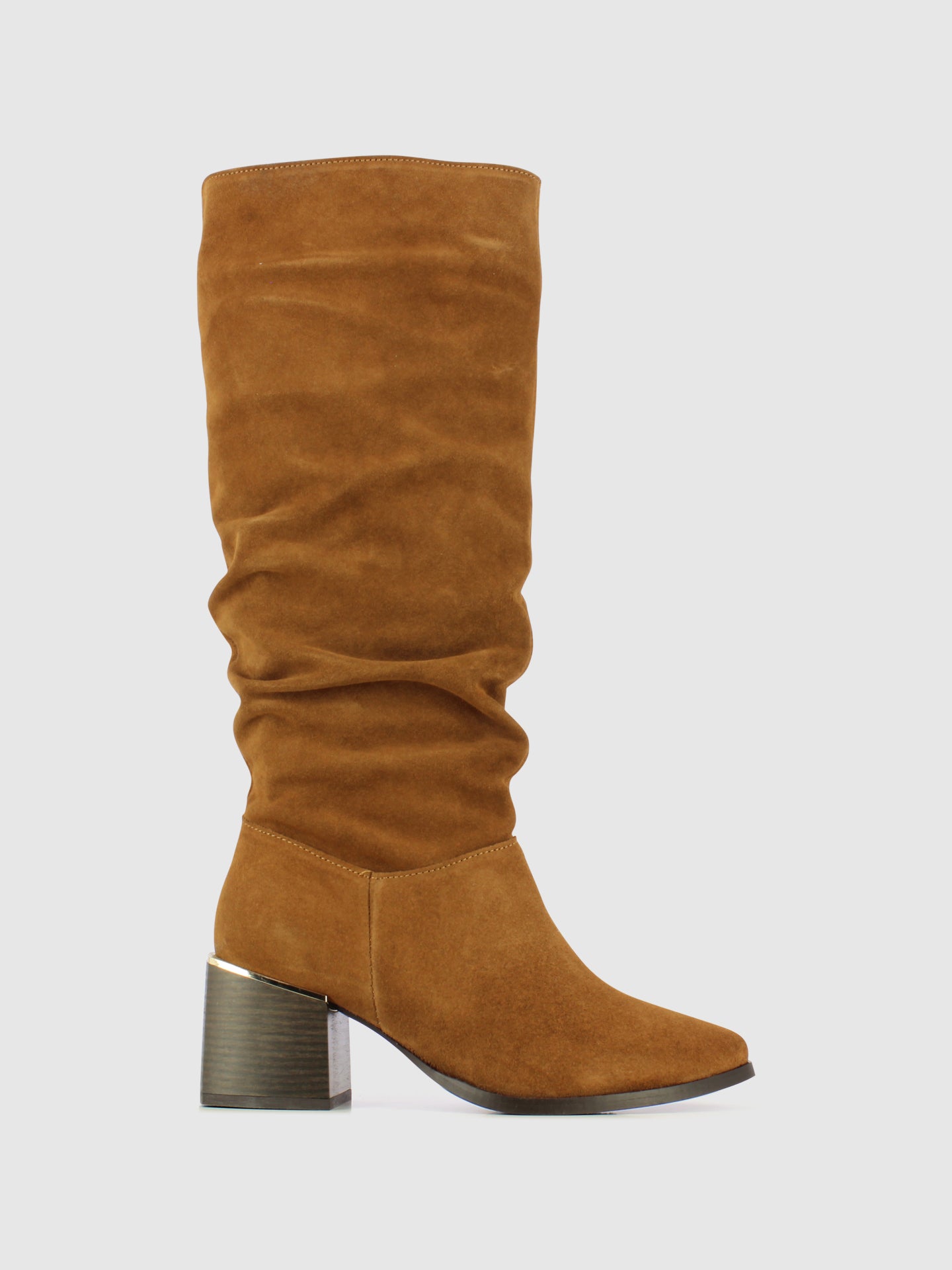 Foreva Botas com Ponta Redonda em Camurça Camel