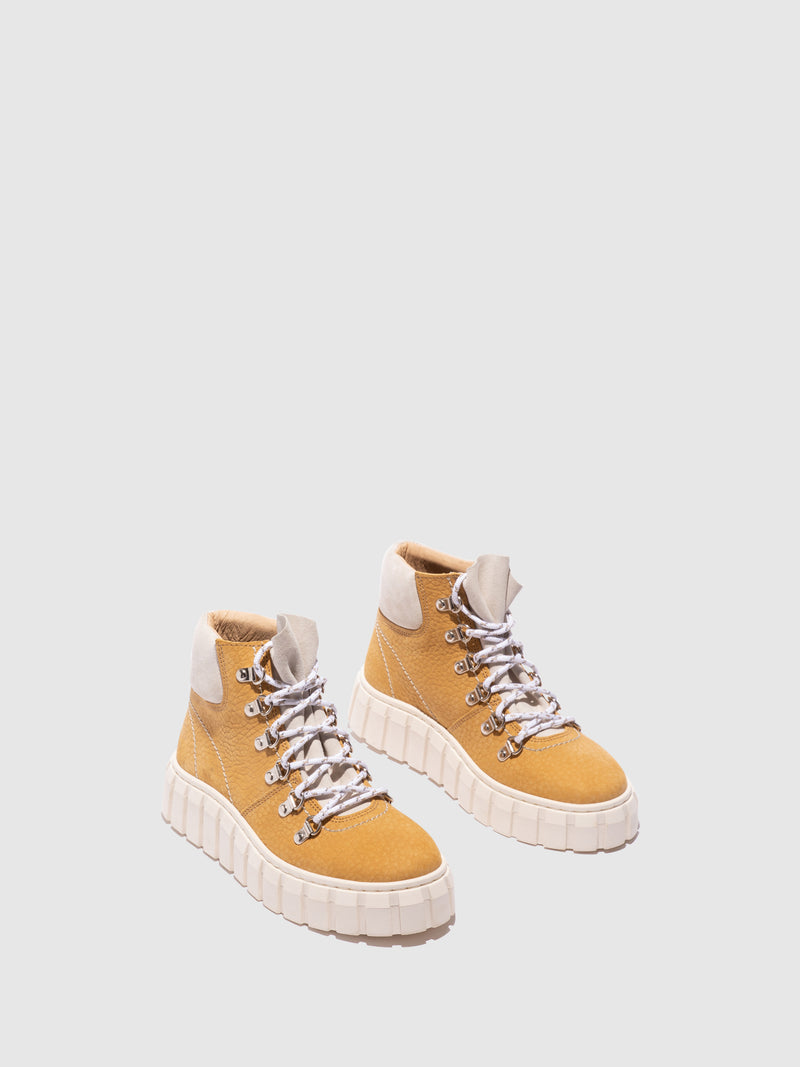 Fungi Yellow Lace-up Ankle Boots