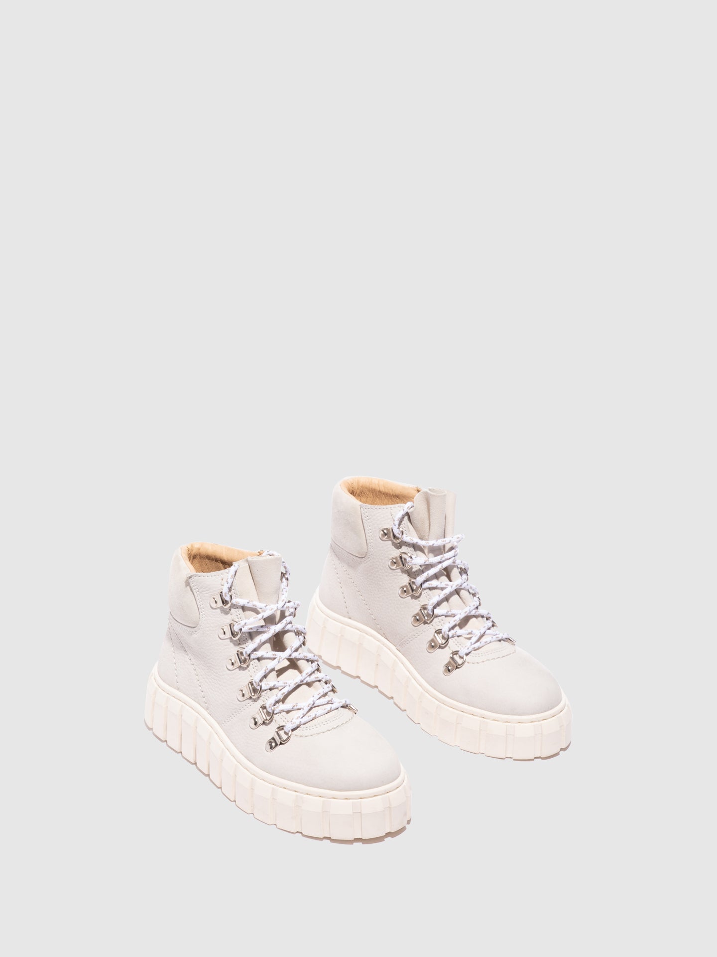 Fungi Off White Lace-up Ankle Boots