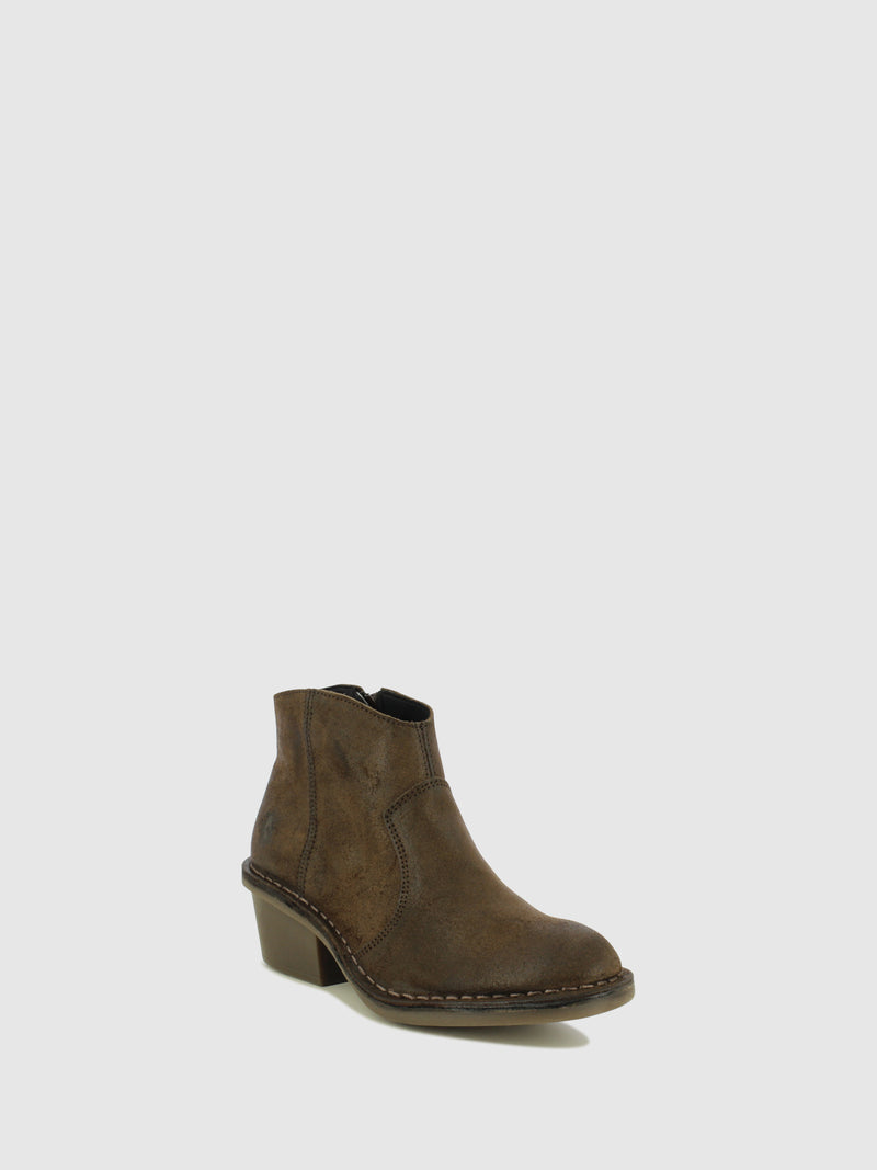 Fly London Taupe Zip Up Ankle Boots