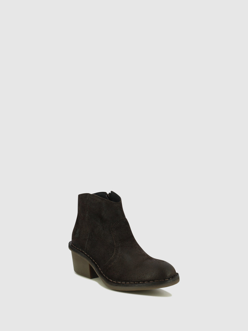 Fly London Dark Brown Zip Up Ankle Boots