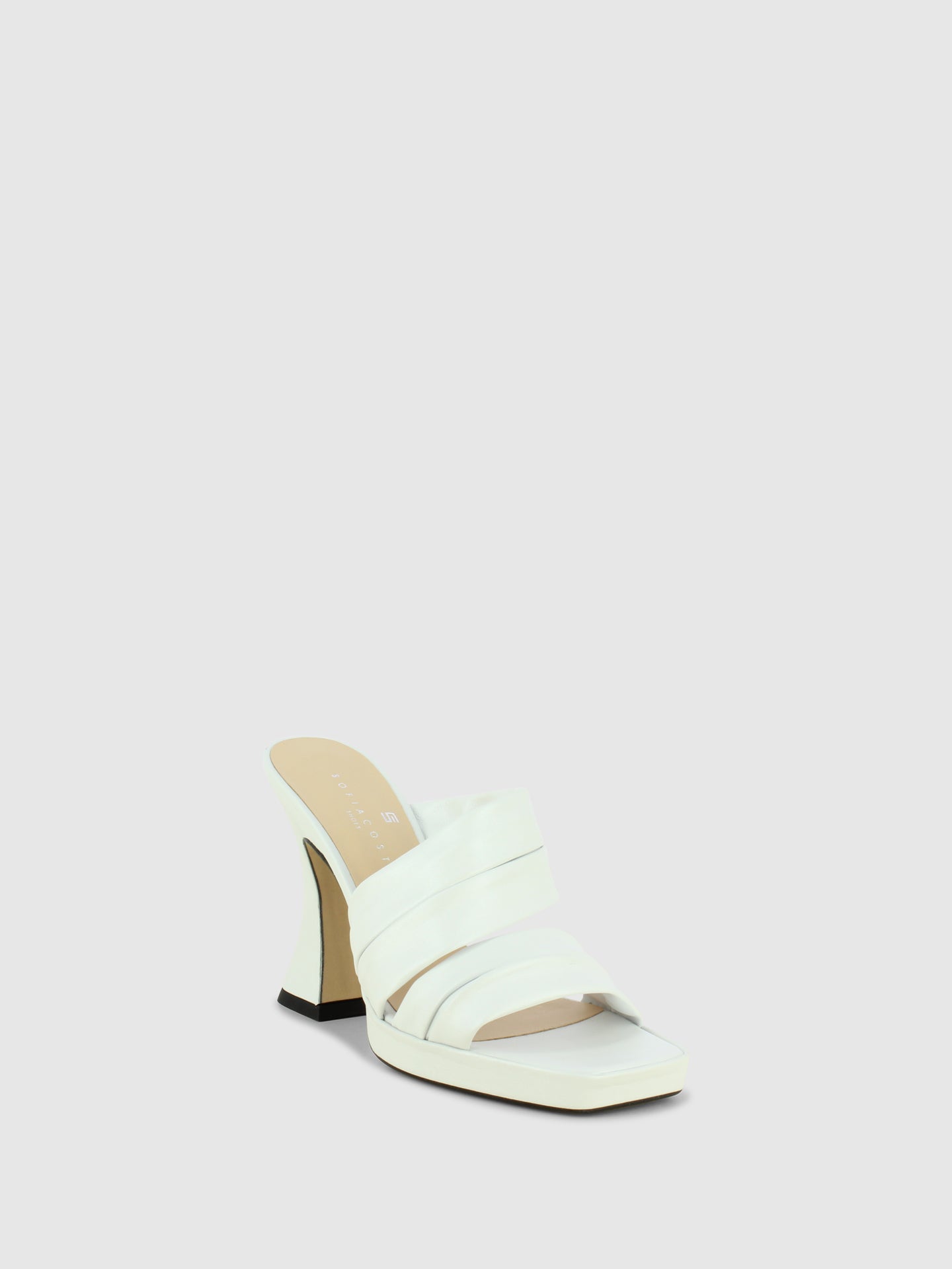 Sofia Costa Mules de Salto Kitten em Branco