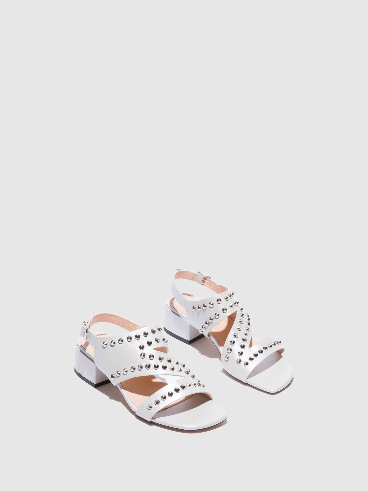 Sofia Costa White Appliqués Sandals