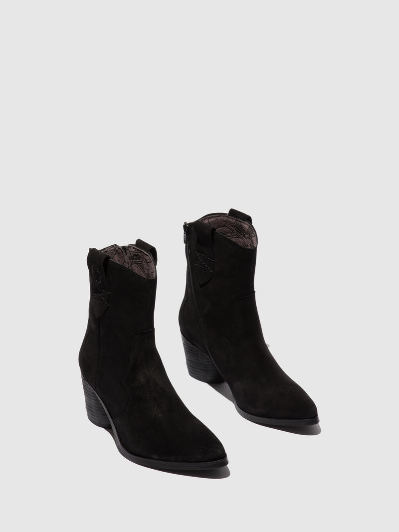 Fly London Zip Up Ankle Boots ALBA825FLY SUEDE BLACK