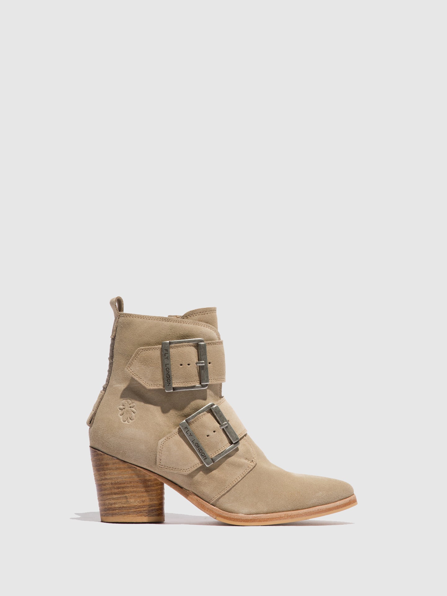 Fly London Buckle Ankle Boots ARIA827FLY SUEDE CREME