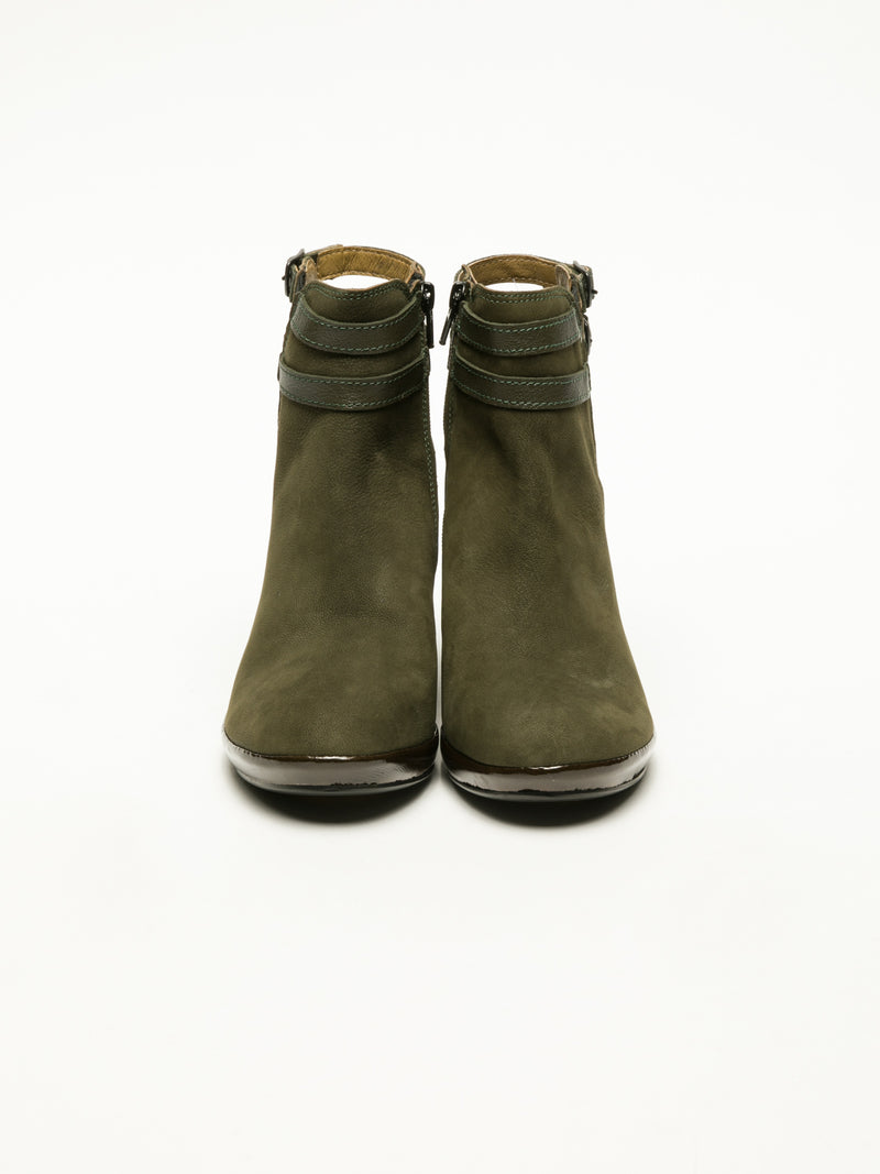 Fly London DarkGreen Buckle Ankle Boots