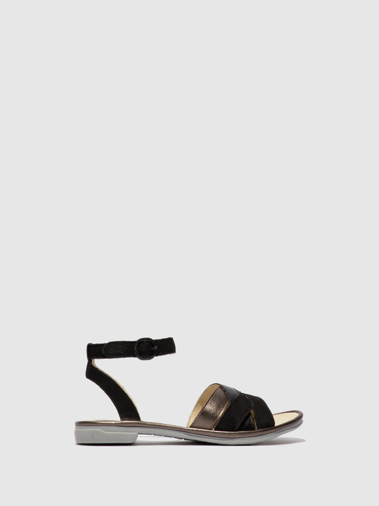 Fly London Ankle Strap Sandals CUNE165FLY BLACK/BLACK/BLACK/BRONZE