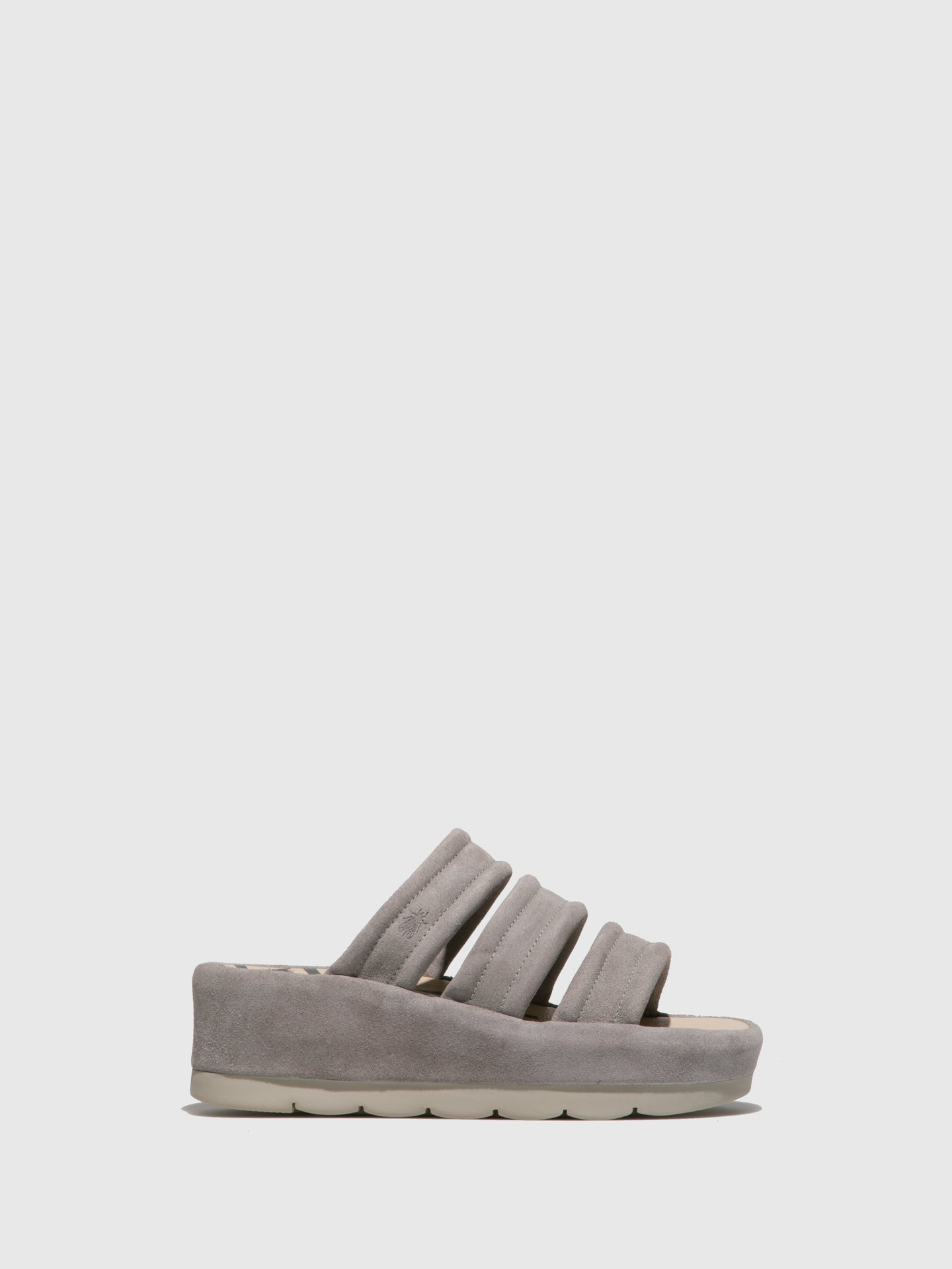 Fly London Mules Abertas à Frente em Cinzento Claro