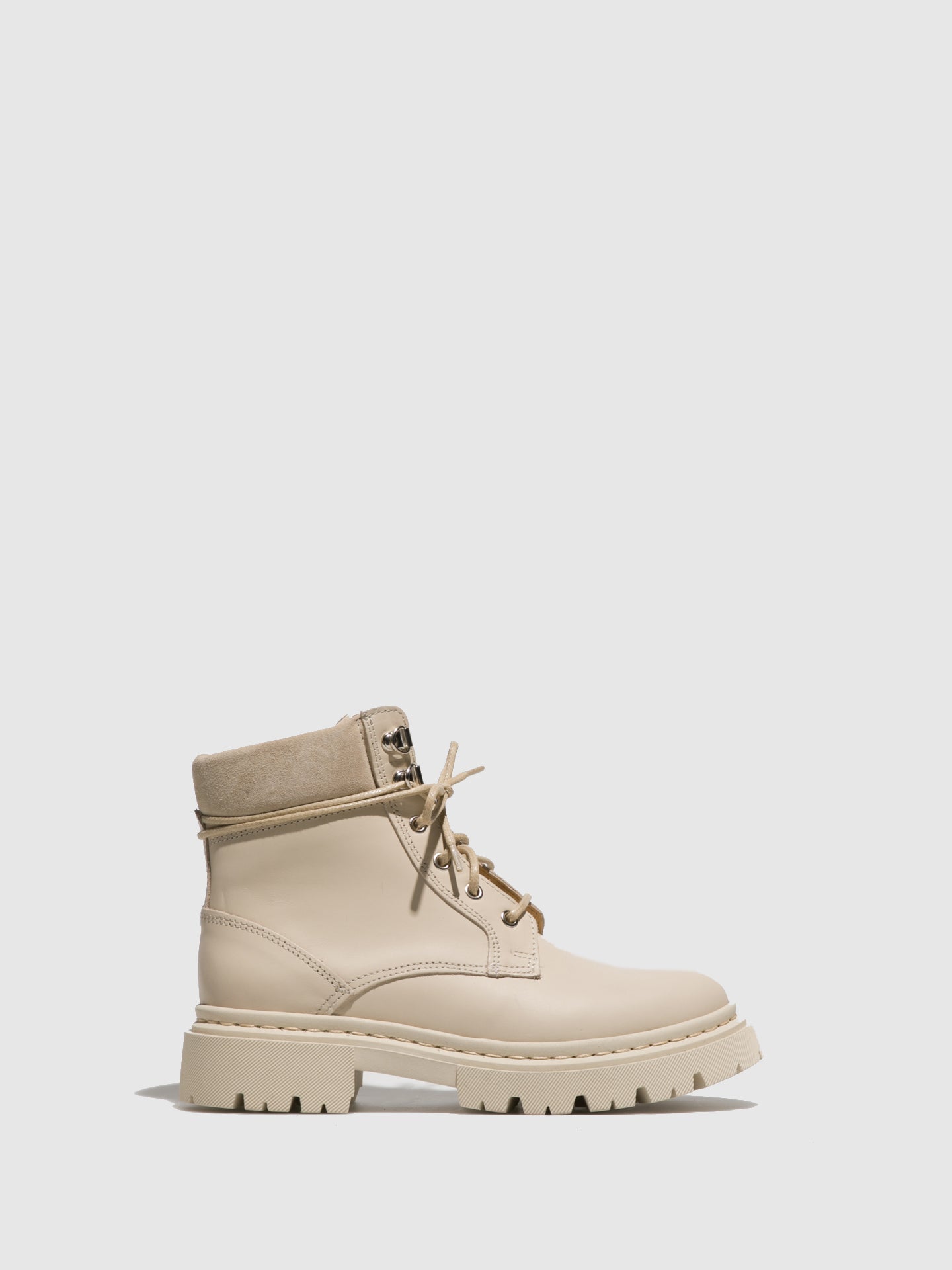Fungi White Lace-up Ankle Boots