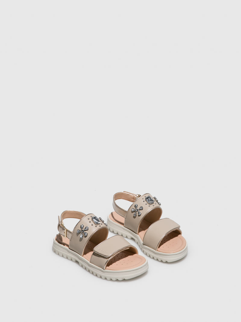 Geox Beige Ankle Strap Sandals