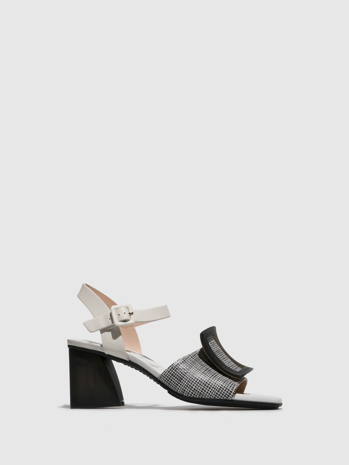 Hispanitas Black White Chunky Heel Sandals