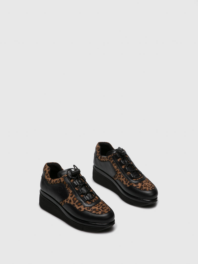 Saydo Brown Black Wedge Shoes