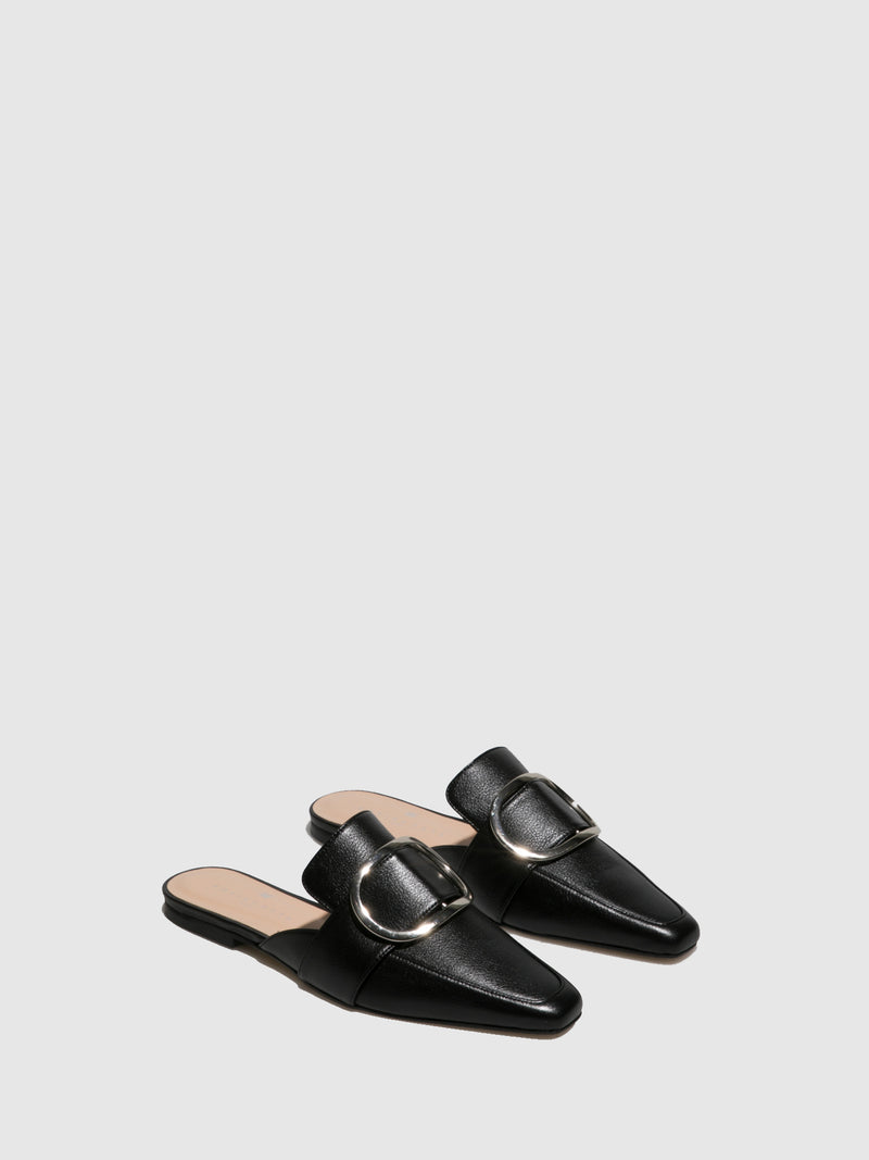 Sofia Costa Black Flat Mules