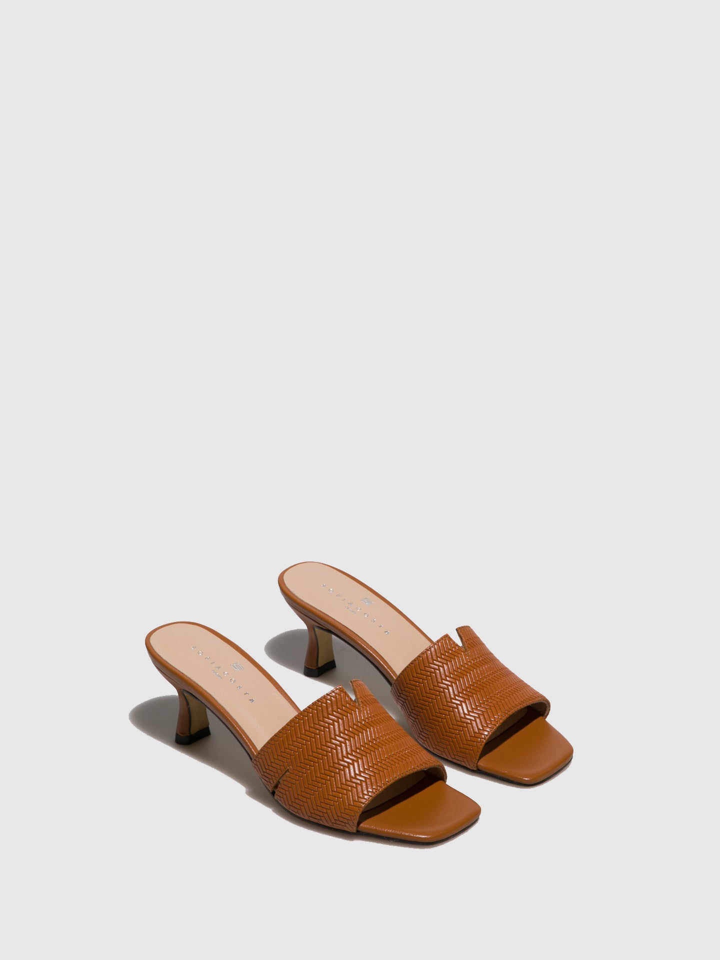 Sofia Costa Cognac Kitten Heel Mules